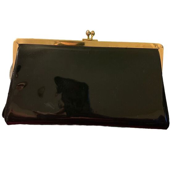 Andé Vintage Black Shiny Clutch Wristlet HandBag - Picture 1 of 10